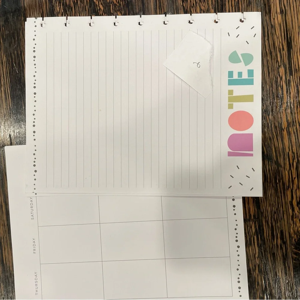 The Happy Planner Colorful Wave Calendar -mix of pages, rings, monthly dividers.